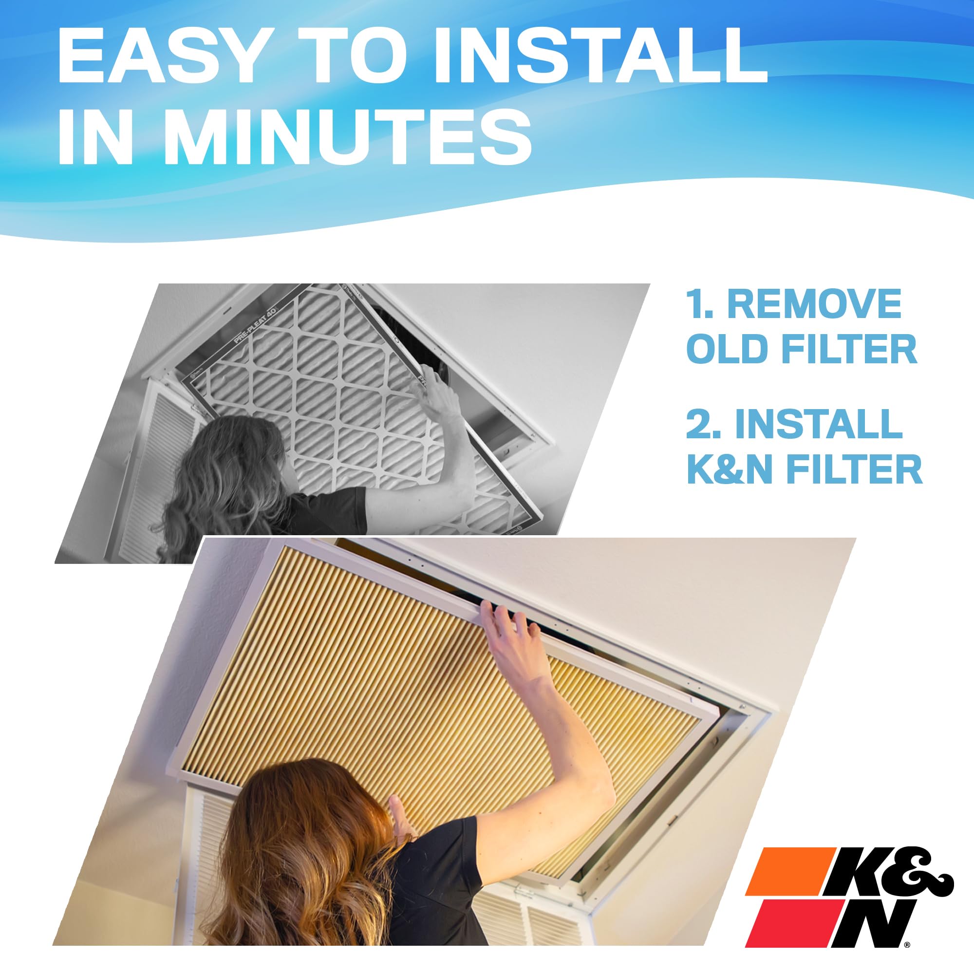 K&N 14x24x1 HVAC Furnace Air Filter, Lasts a Lifetime, Washable, Merv 11, the Last HVAC Filter You Will Ever Buy, Breathe Safely at Home or in the Office, HVC-11424 - Image 5